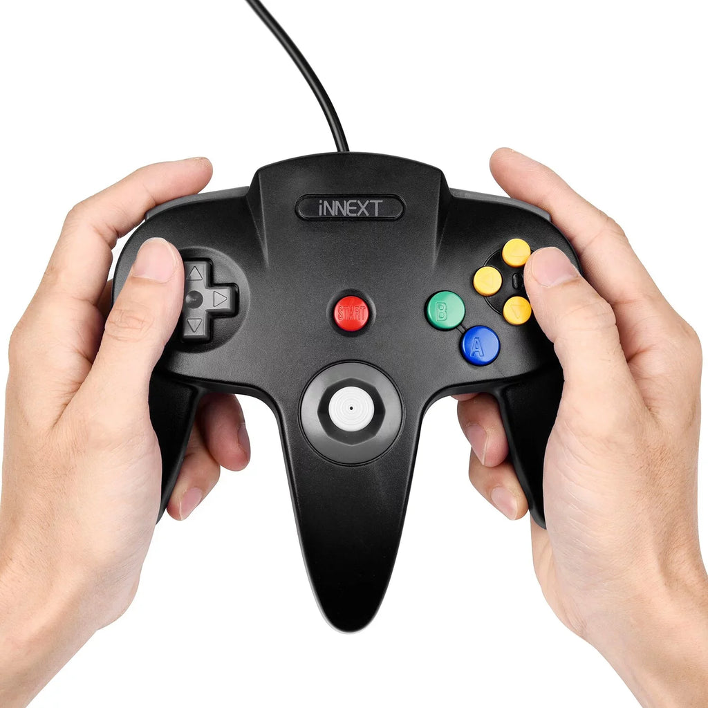 Ultra for N64 Video 2 N64 System Classic Joystick 64 Game 64-bit iNNEXT (Black) Game pad N64 Pack Console Controller, Wired