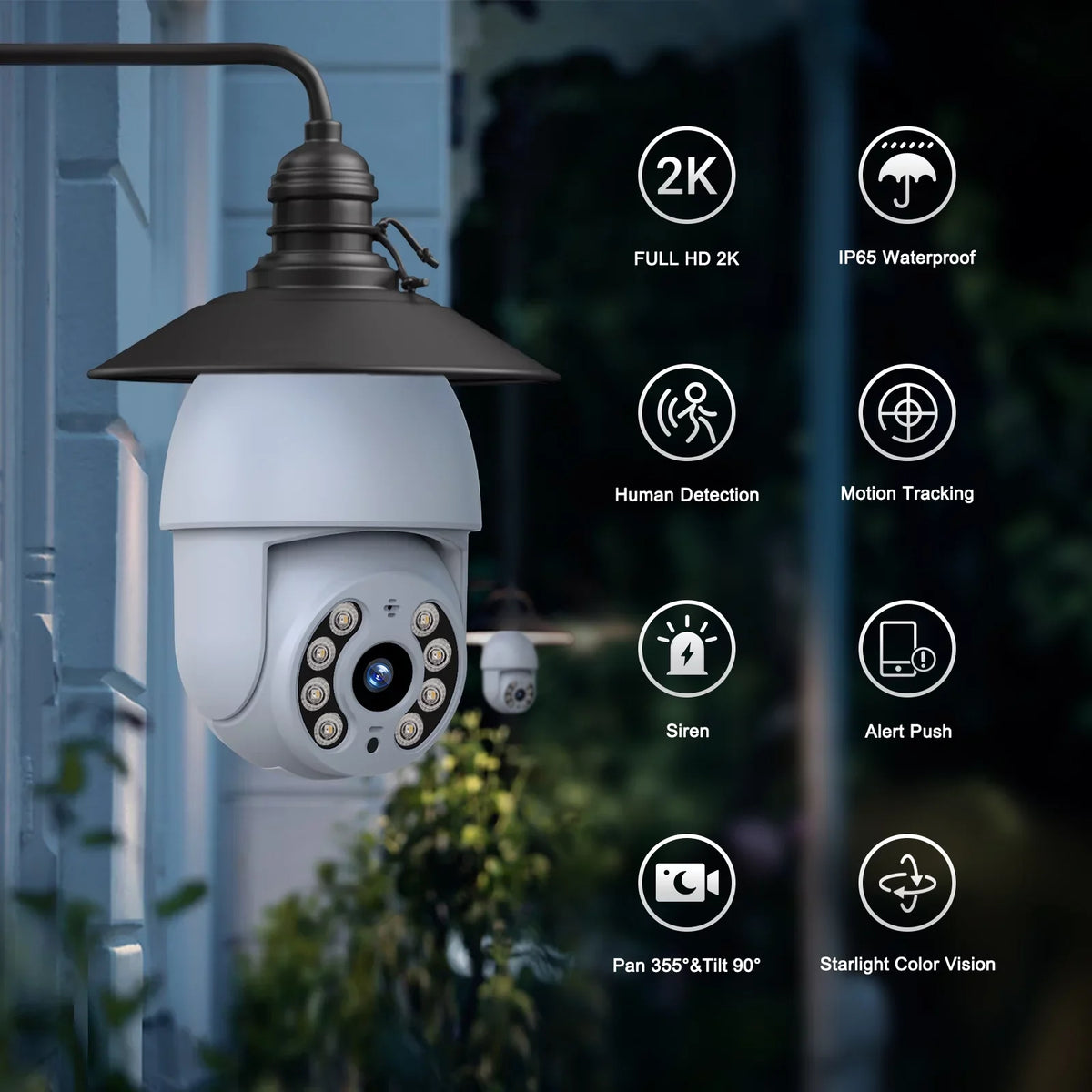 Bulb Surveillance Camera Dome WiFi Wireless Camera exterior Security PTZ SC30 Toguard 2K/4MP Indoor Light