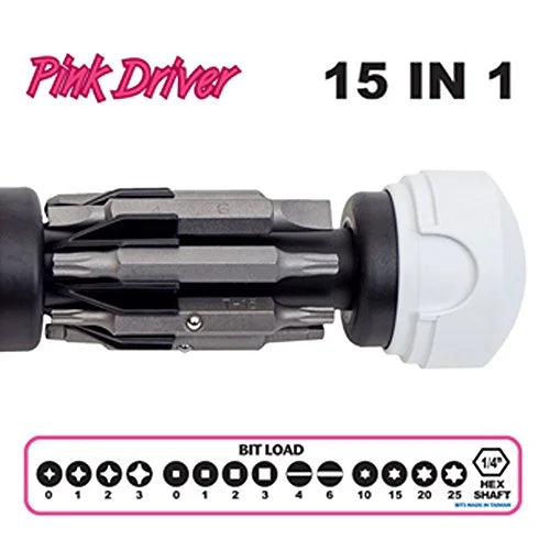 MEGAPRO Multi-Bit 151PK/WH-B Screwdriver,15-in-1,8-1/2"