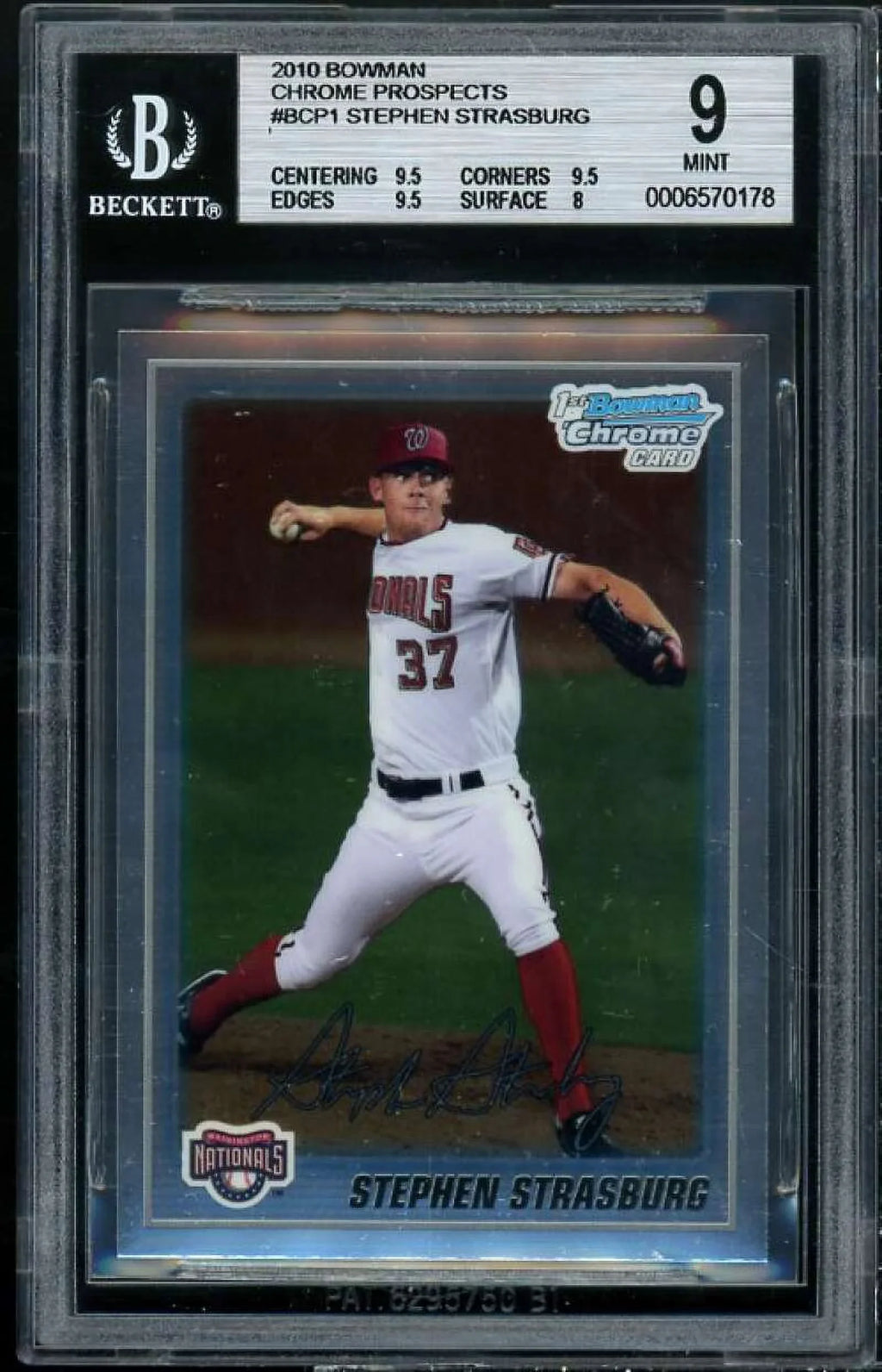 Chrome #1 9.5 (9.5 Bowman 9 Prospects 8) Strasburg 9.5 Stephen Rookie 2010 BGS