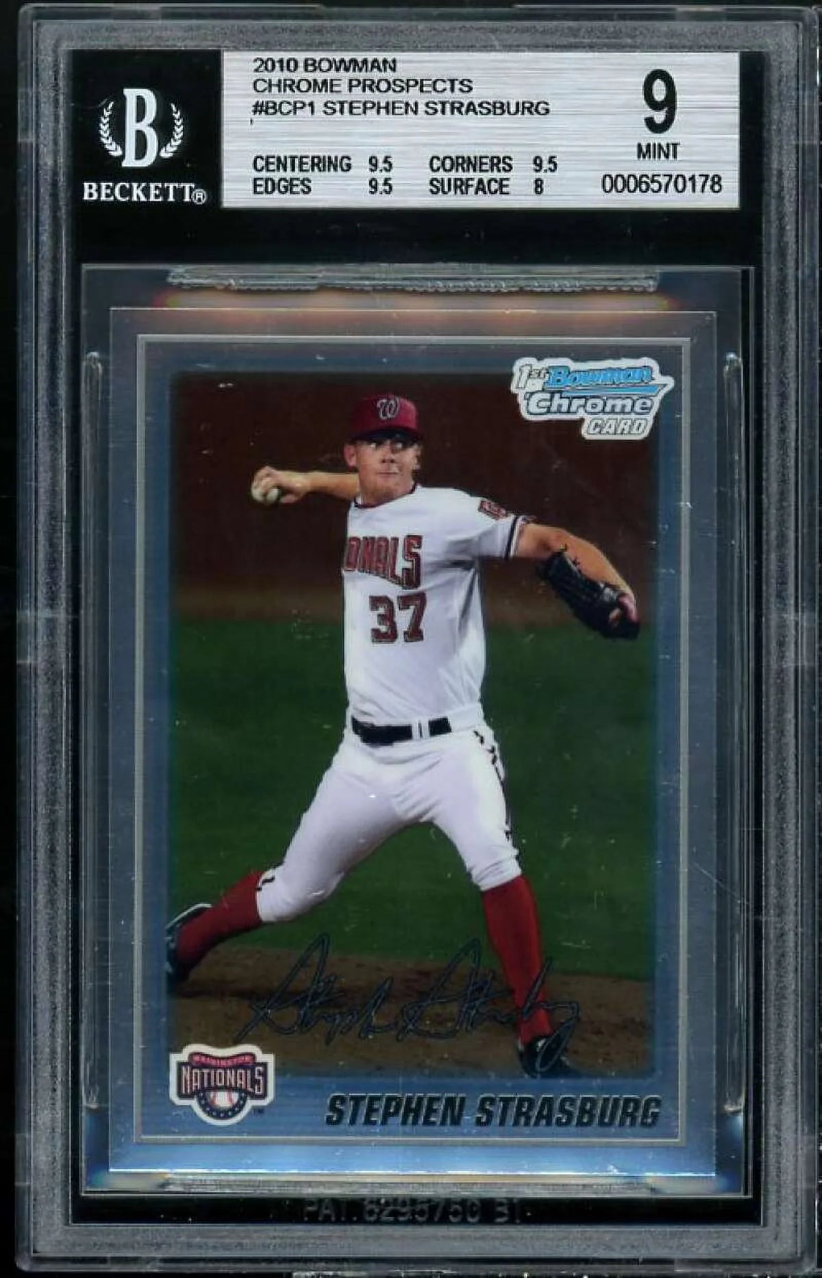 Chrome #1 9.5 (9.5 Bowman 9 Prospects 8) Strasburg 9.5 Stephen Rookie 2010 BGS