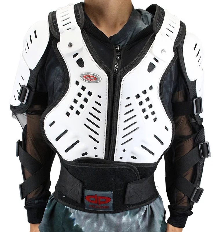 Body Spine -4XL Protection Perrini CE Armor Approved White Jacket Full Motorcycle