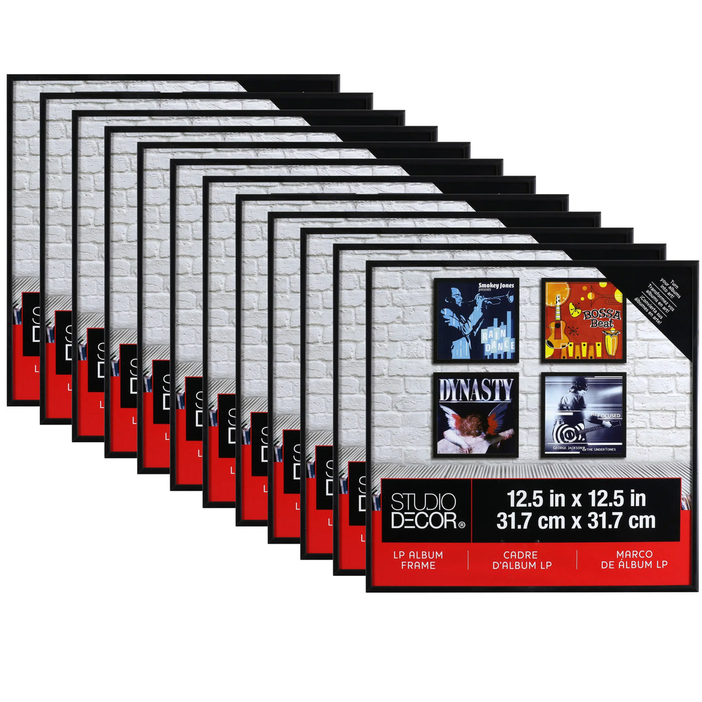 LP Pack Décor - Album Black Includes 12 Bulk Frame Vinyl by Frame Display - Hanging Studio Picture Hardware