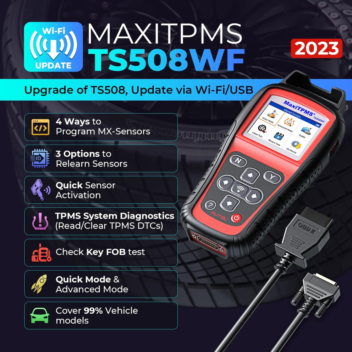 Relearn/Activate Programming TPMS Scan TS508WF TPMS of Tool Tool Upgraded MaxiTPMS TPMS TS408 Sensors, Autel TS508 Read/Clear DTCs, Reset All
