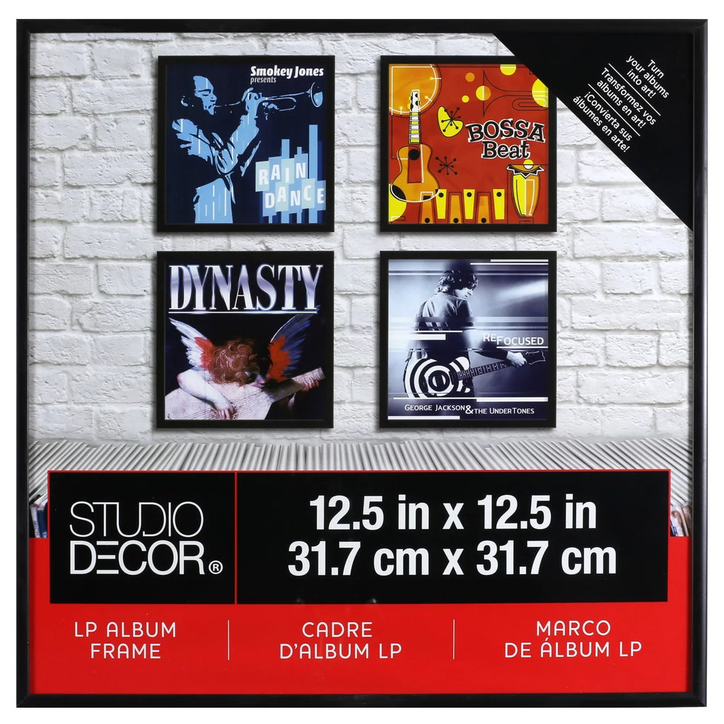 LP Pack Décor - Album Black Includes 12 Bulk Frame Vinyl by Frame Display - Hanging Studio Picture Hardware