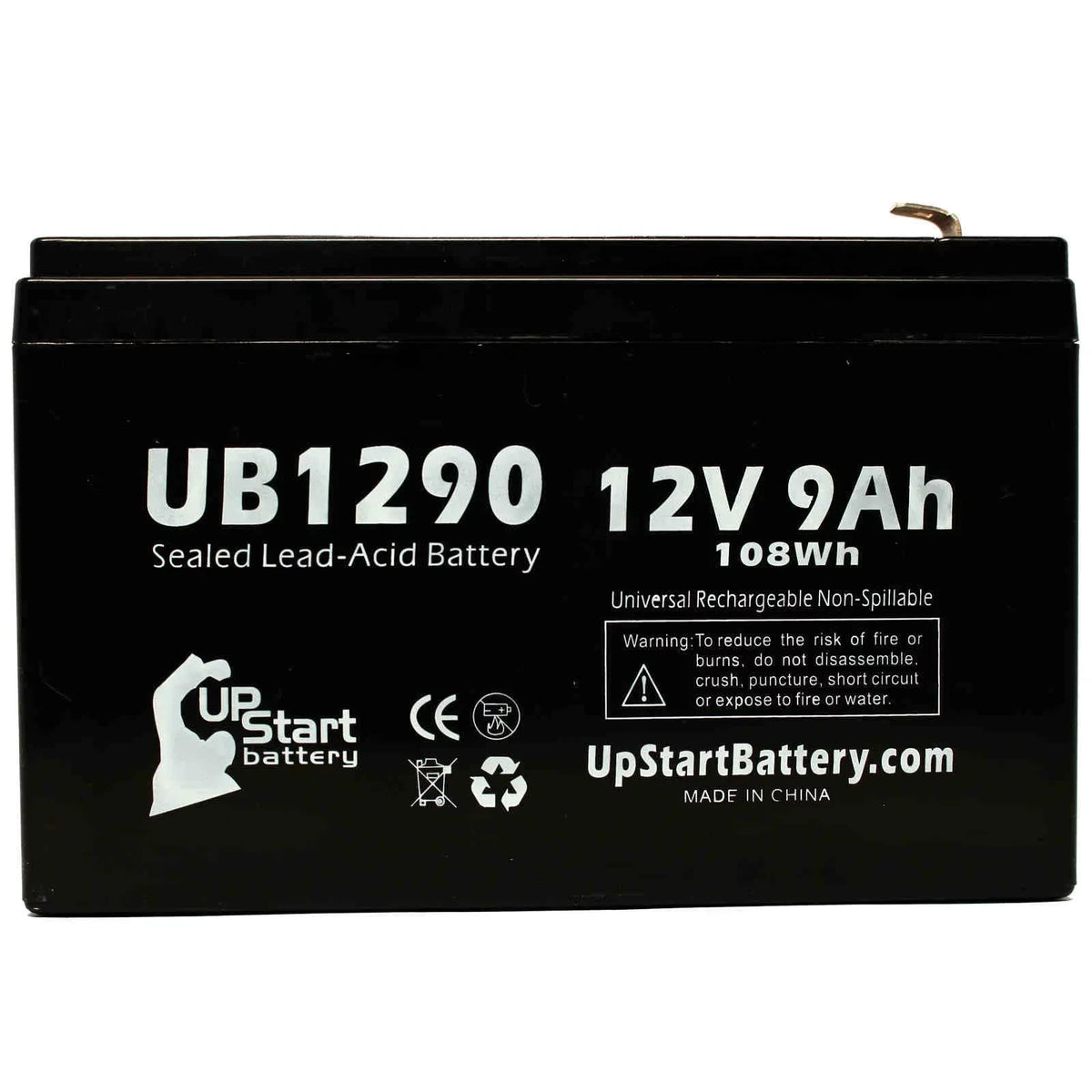 Includes Compatible Battery Adapters - Terminal 9000mAh, F1 - Battery Terminal, to F2 AGM, UB1290 280ES F1 Universal Sealed Pack Acid Opti-ups 4x 8 SLA) (12V, Replacement - Lead 9Ah,