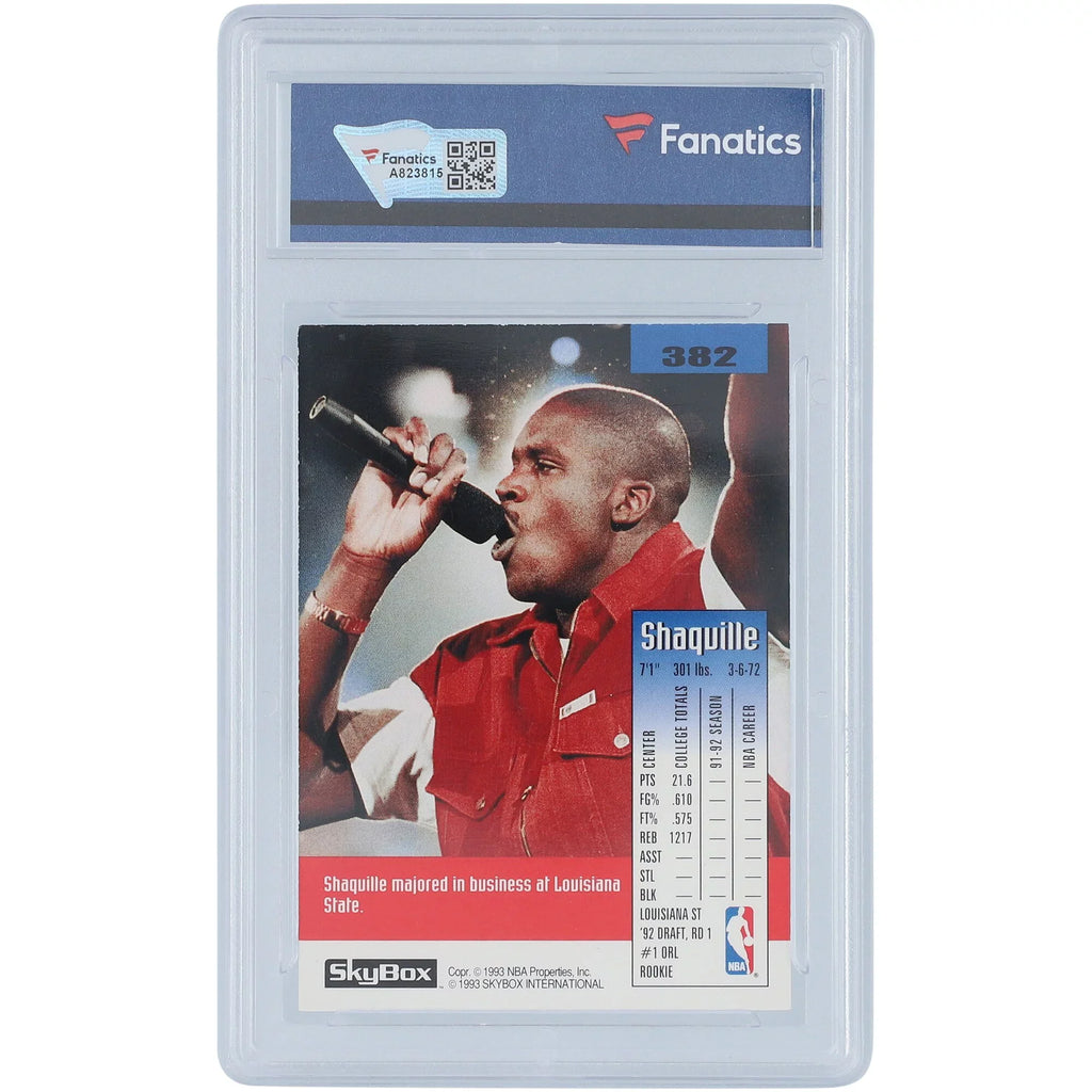 '- #382 Shaquille Skybox Autographed RC Certified Fanatics O'Neal Card Authentic Magic Orlando - 1992 Skybox
