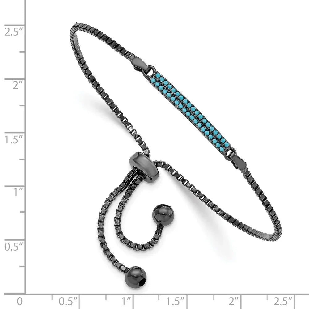 Bar Jewelry Women 925 Fine Black-Rhodium Sterling Bracelet for Silver Dyed Howlite Adjustable Auriga