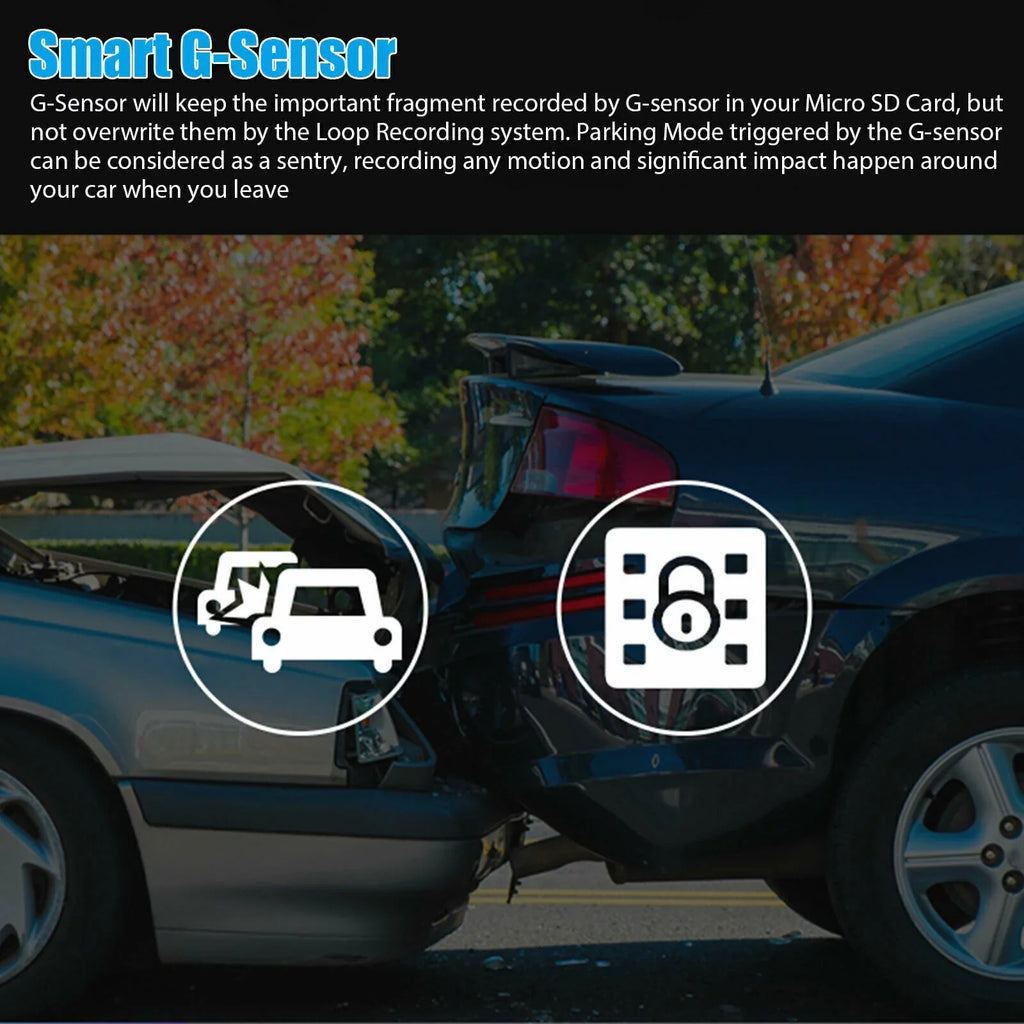 Front/Rear/Built-In Driving Video Xhy 1080P DVR and 4" Cam G-Sensor, Camera Motion Parking Car Monitoring Dash HD Recorder Dual Lens Detection