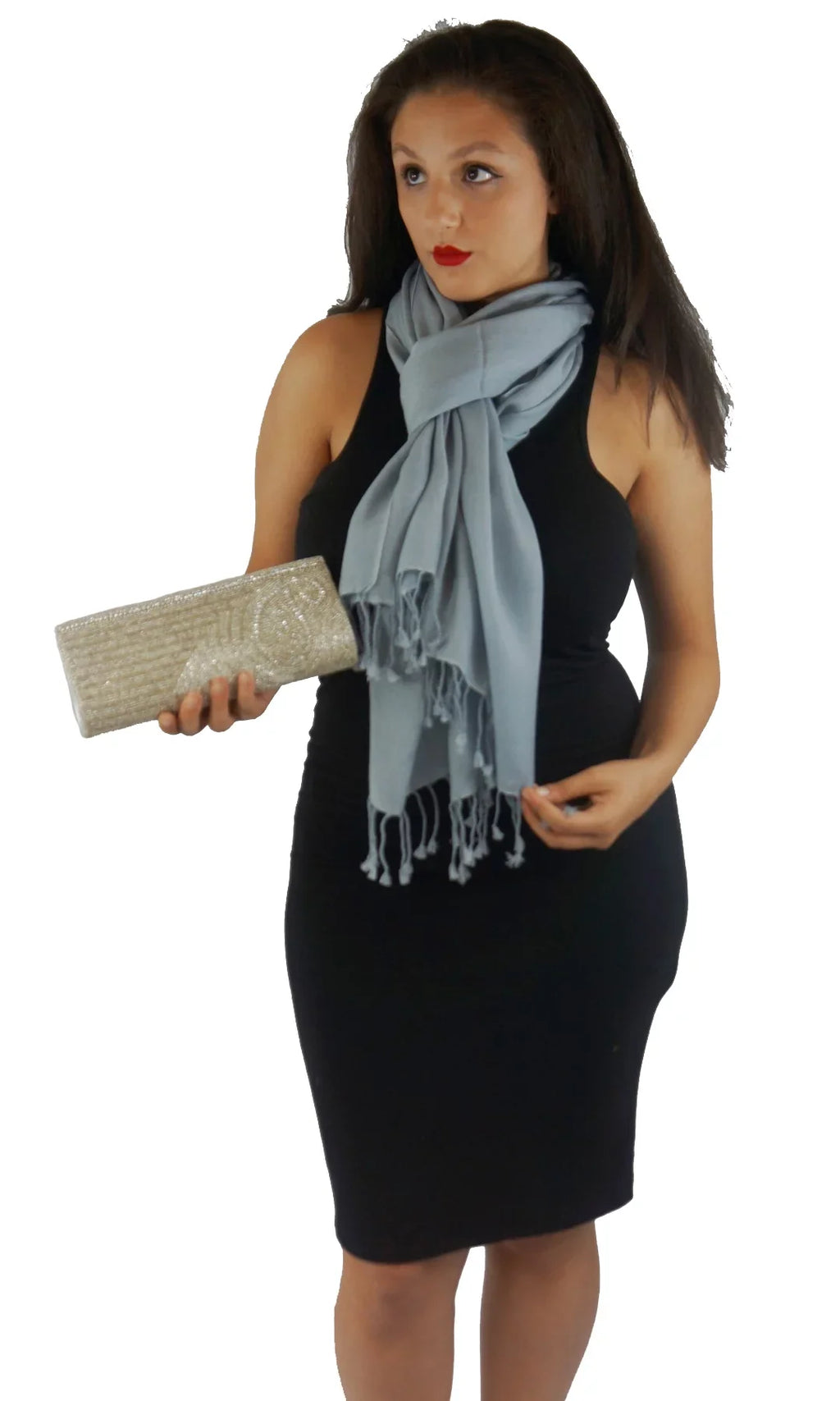 Scarf/Wool/Silk Grey) Shawl/Cashmere/Cashmere Scarf/Pashmina (Silver Scarf/Scarves/Shawl/Shawls/Stole/Wrap/Pashmina