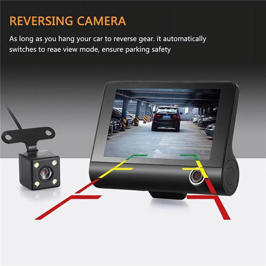 Front/Rear/Built-In Driving Video Xhy 1080P DVR and 4" Cam G-Sensor, Camera Motion Parking Car Monitoring Dash HD Recorder Dual Lens Detection