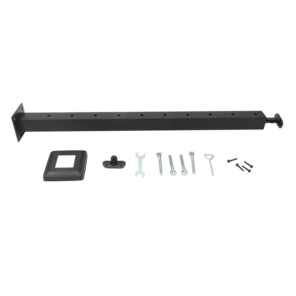 Black Post Deck Level Railing Level Post Level Mount Adjustable Wood Post 36"x2"x2" Line Steel Top Concrete Cable Stainless drilled Finish Top