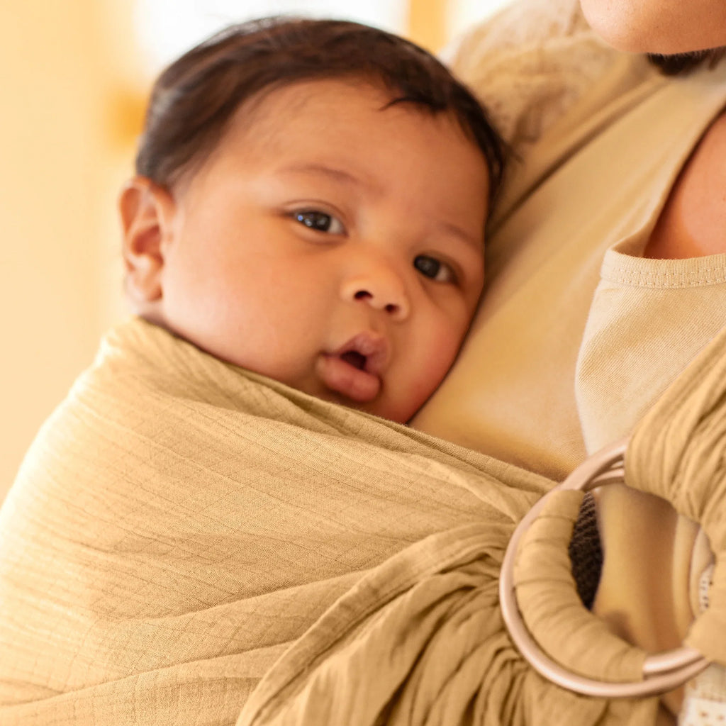 Sling Baby Moby Wrap Saffron in Ring Carrier