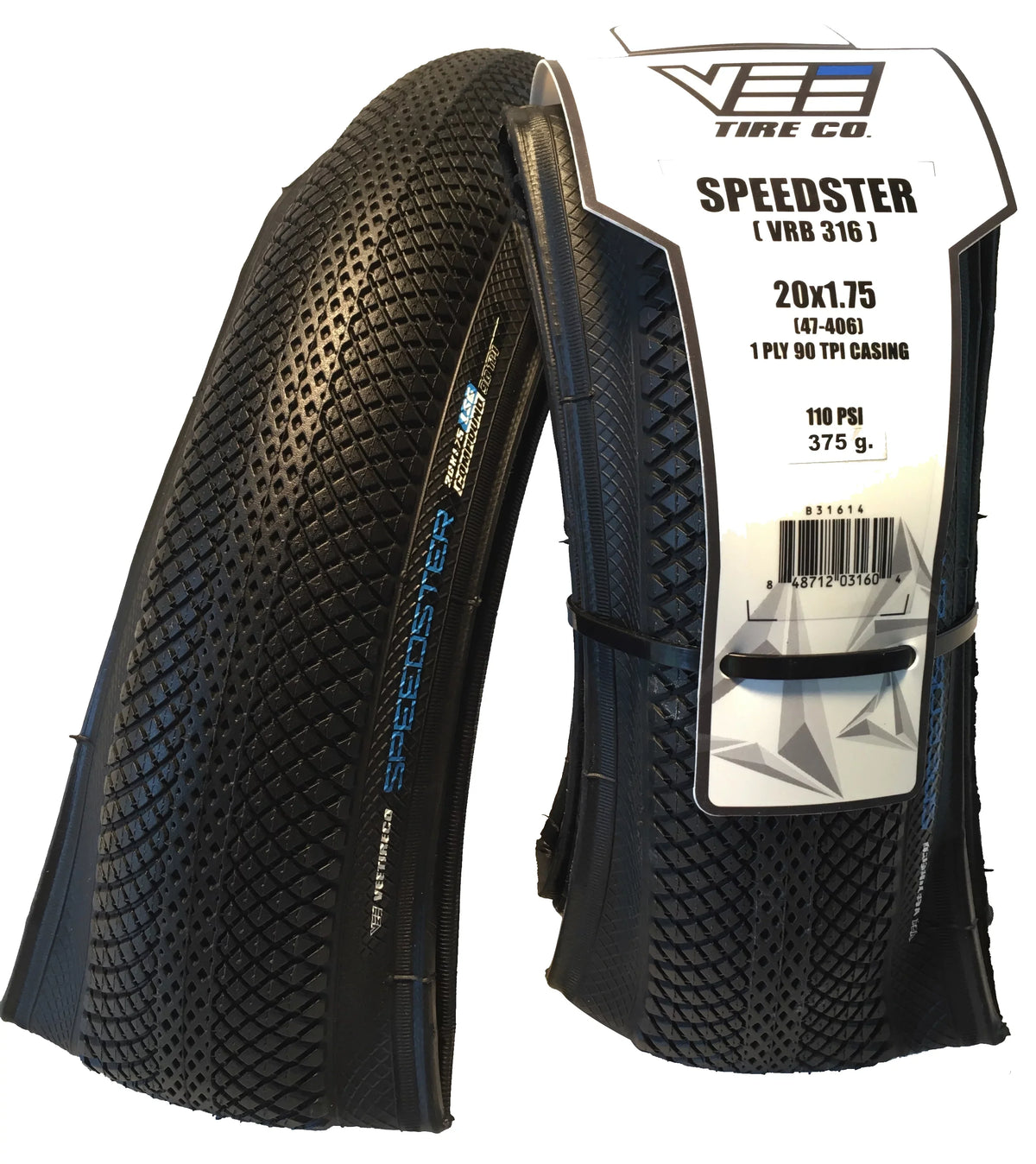 20x1.75 Speedster Sidewall BMX 47-406 2 Bike Rubber Black Bead Tires Folding Vee