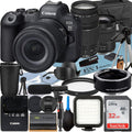 Camera Flash LED Mirrorless Memory Mark R6 Lens Card Adapter II 24-105mm Bundle + Canon SanDisk + Accessory + EF EOS 75-300mm ZeeTech + Mount + Case + RF with 32GB