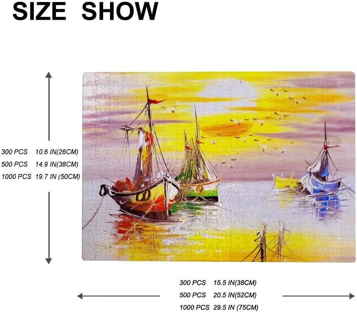 Kids Sea Painting Wellsay Sailing Vintage for Adults Sunset Puzzles Education Oil Jigsaw Ocean Boat