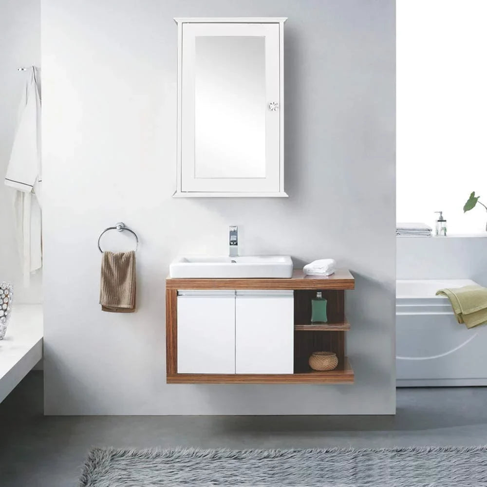 Organizer Bathroom Storage Door 2 White Single Wall Adjustable Mount BSL Cabinet with and Medicine Shelves Cabinet Mirrored