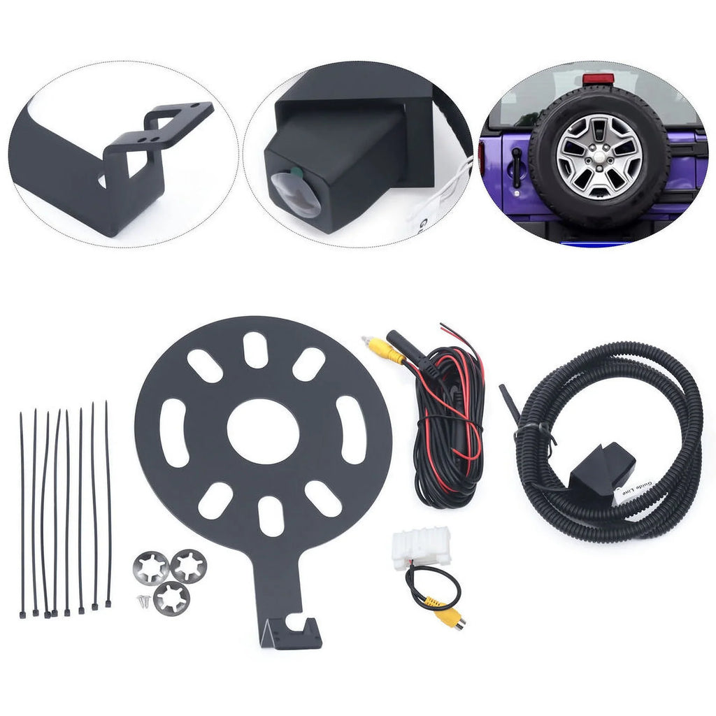 2007-2018 For Set Wrangler Camera Rear Tire JK Backup Jeep Bracket Spare w/ View