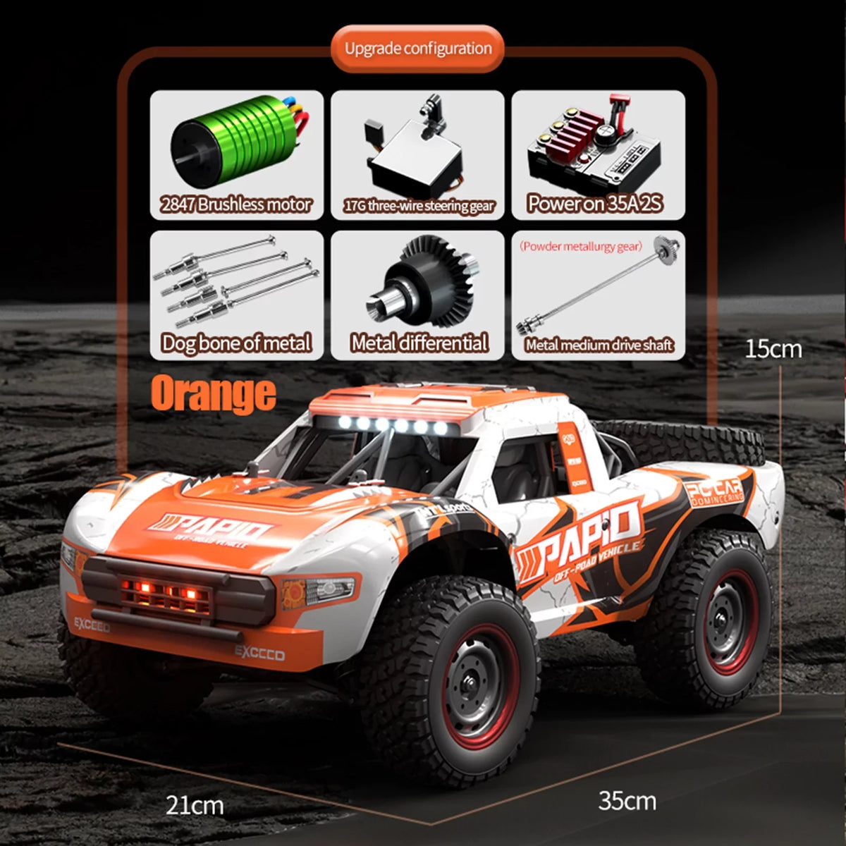 Control 2.4GHz Proportional Truck Remote 4WD Pinnaco Brushless Off-road 70km/h Car Speed
