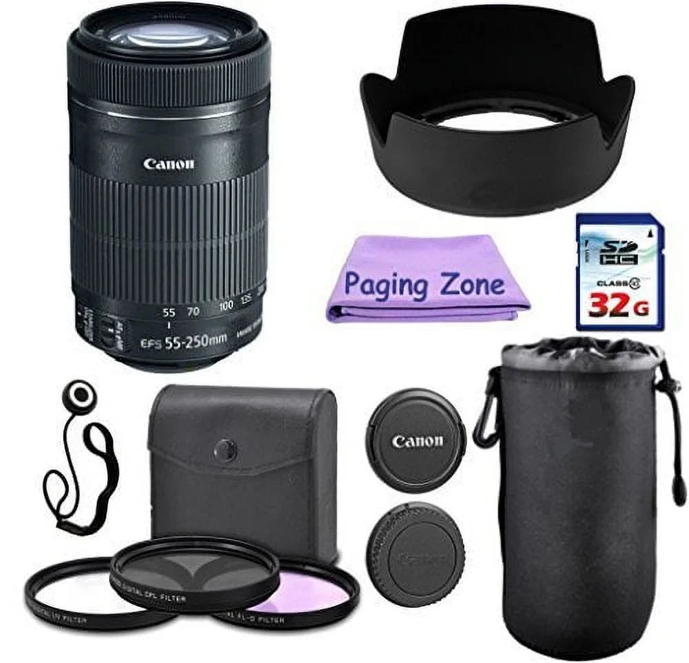 EF-S PagingZone Kit Card. T5, 10 SL1. T5i + 55-250mm 32GB II 6D, Set IS 3Piece Rebel Hood T3, For + Lens. T4i, Class MK EOS Lens 70D, Canon Lens III, Includes, T3i, Case Camera STM + Filter 5D Deluxe