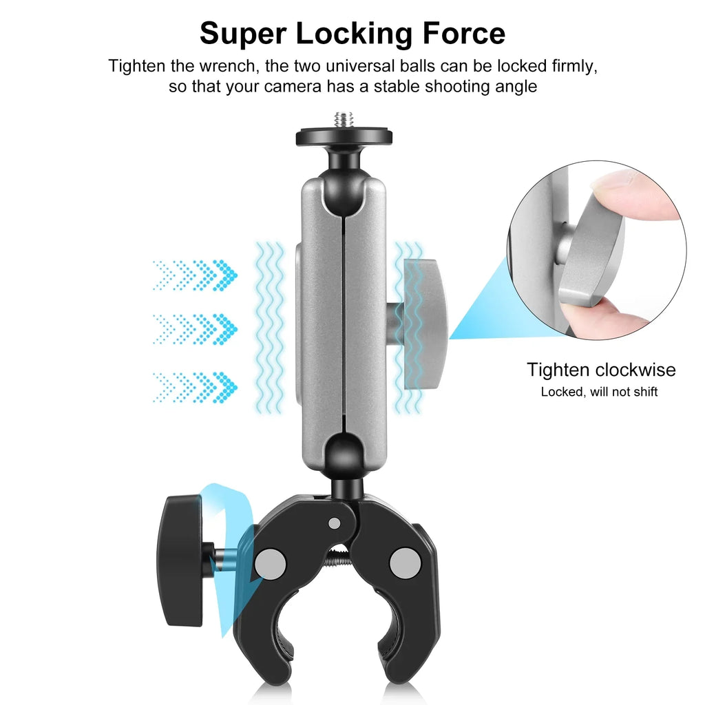 Aluminum AKASO 11/10/9/8 Adapter, Head, PU867B Hero Rotatable Alloy Mount, Compatible Dual DJI PULUZ Handlebar Clamp Ball