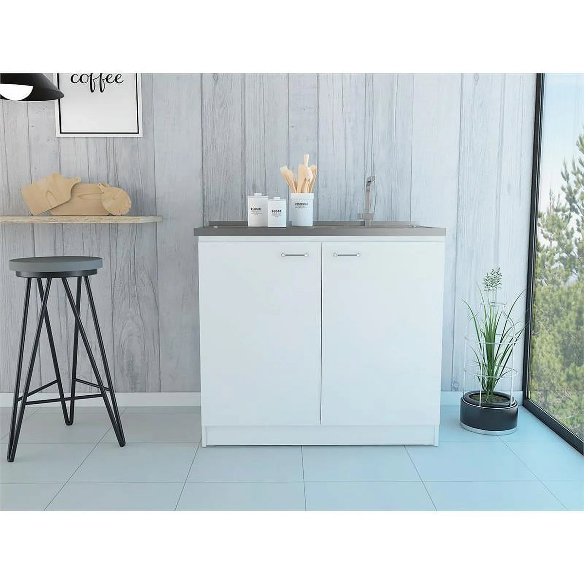 Square Home Island Utility with Wood and Set Kitchen 2-Piece Sink