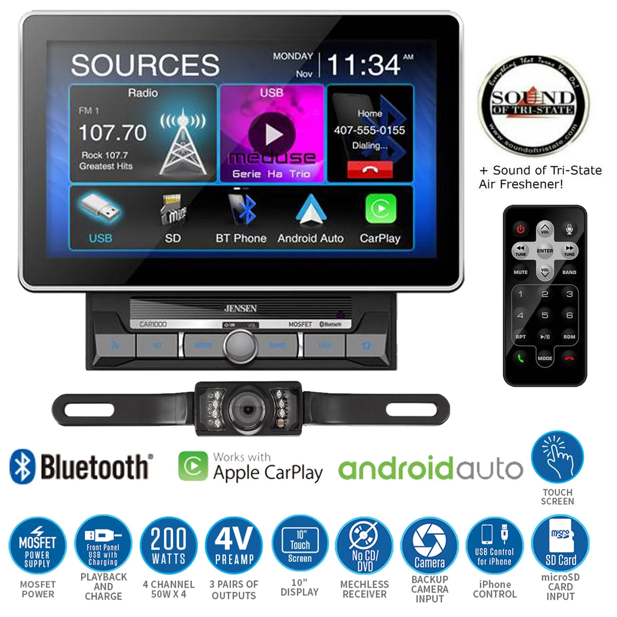 Multimedia Receiver Back- Jensen Digital CAR1000 up License w/ Camera Plate