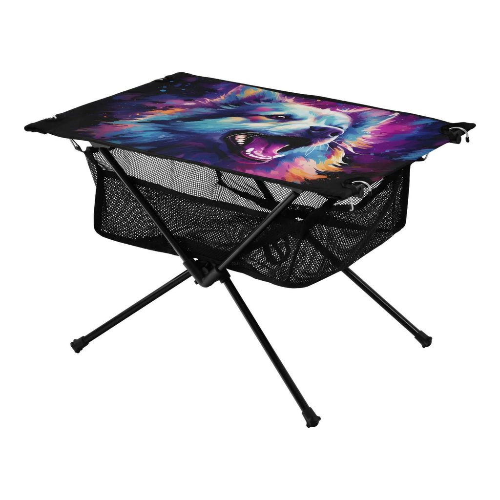 Table Cool Picnic Beach with Compact Hiking Fishing Portable Foldable Abstract Wolf for Table exterior BBQ Storage Table Camping Bag