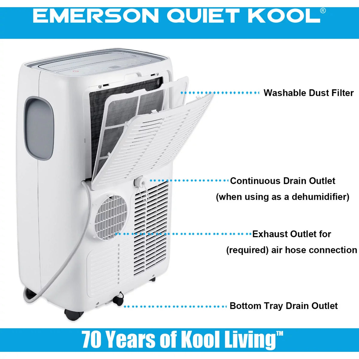 for 300-Sq. Quiet Voice SMART Control Air up Emerson with Portable Remote, Ft. Conditioner and Kool Rooms Wi-Fi, to