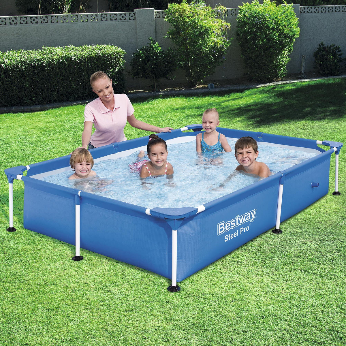 Bestway Kids Ground 1.4 x Above Rectangular 4.9 Pro Steel 7.25 x Metal Frame ft Swimming Pool,