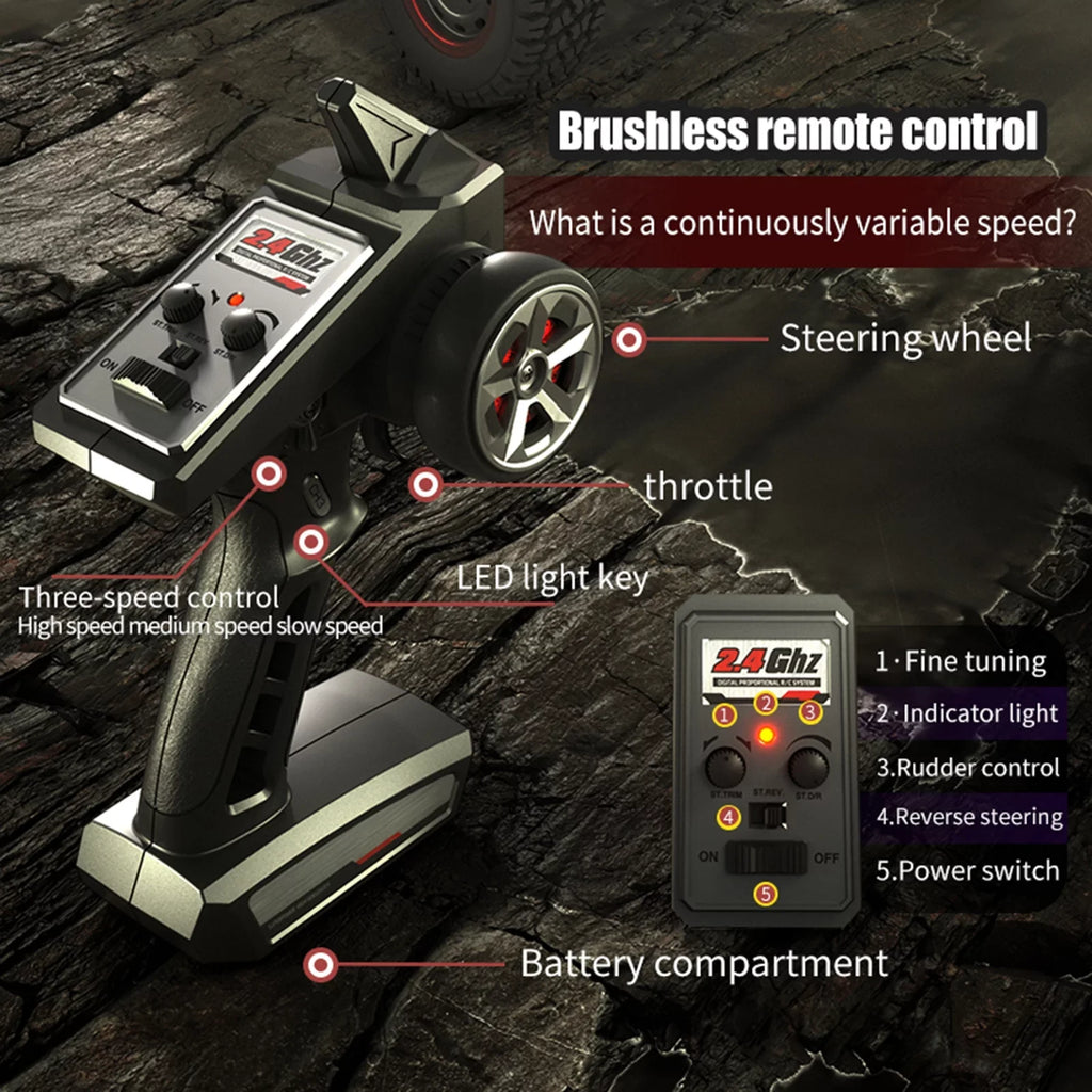 Control 2.4GHz Proportional Truck Remote 4WD Pinnaco Brushless Off-road 70km/h Car Speed