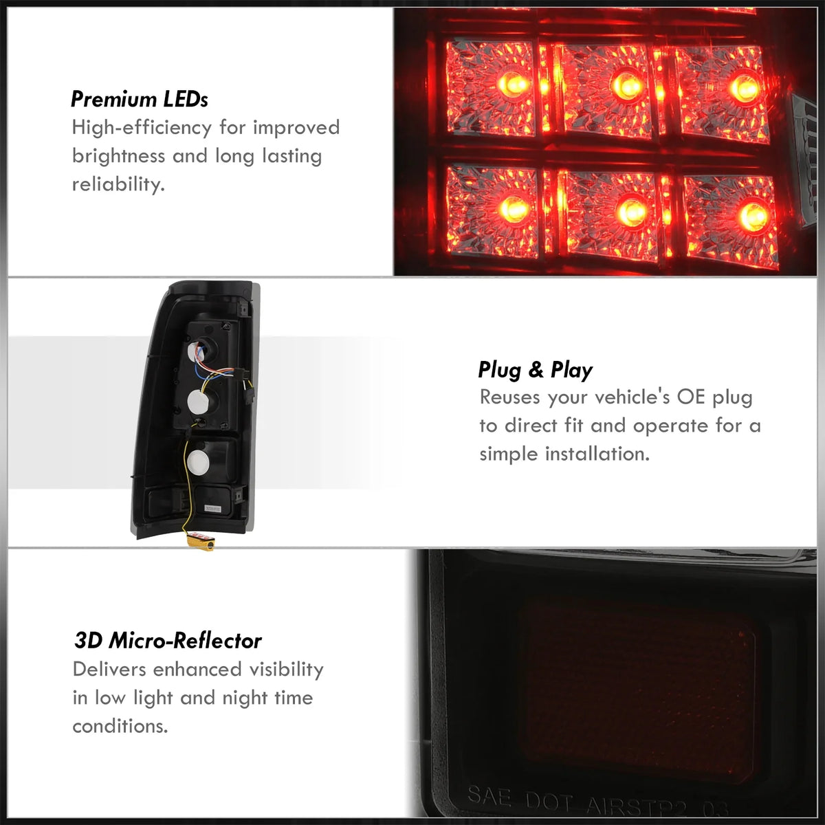 Lights Tail Silverado Compatible/Replacement Housing 1999 2001 Smoked Distributors Fleetside Pair GMC Signal Black 2006 2000 Lamps For Driving Sierra 2005 AJP Stop 2003 2002 Chevy Brake Lens 2004 LED