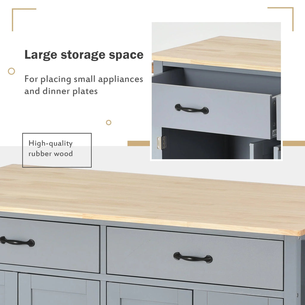 Locking - Wood with and Grey Wheels Top Kitchen Solid Blue Cart Island Granite