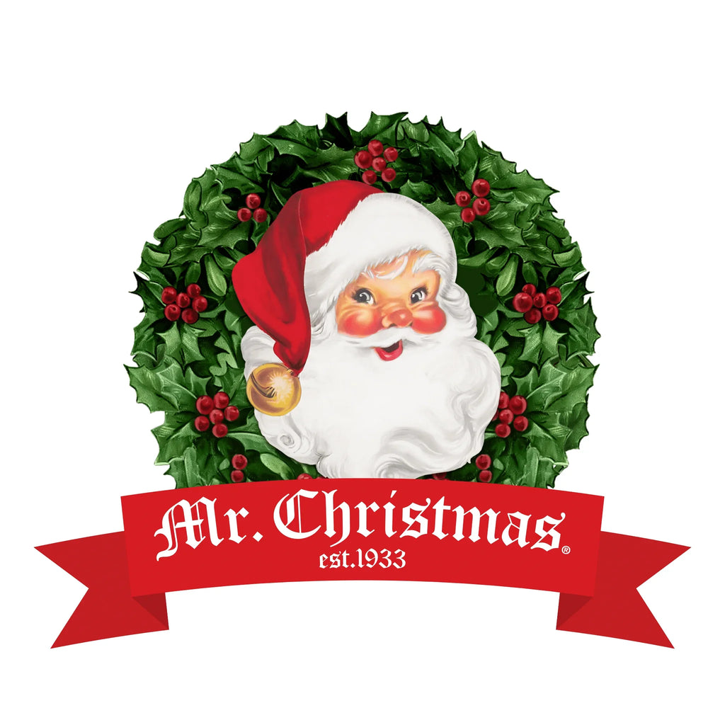 & 17" C9 Wreath, Mr. Red Retro Bulb Green Christmas