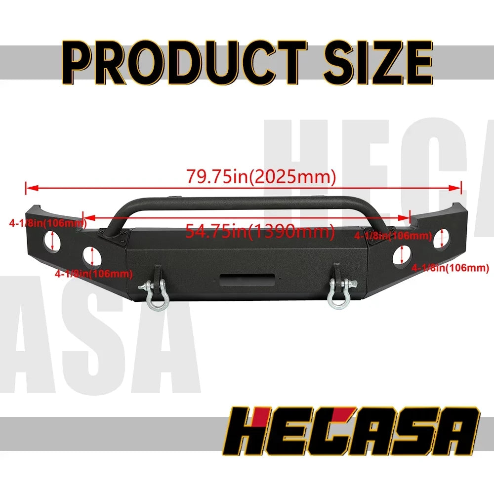 Front 2008 Push 2013 W/ 3-Piece 1500 D-Rings 2007-2013 HECASA Bar 2012 Bumper 2010 for Silverado 2009 Chevy Modular 2011