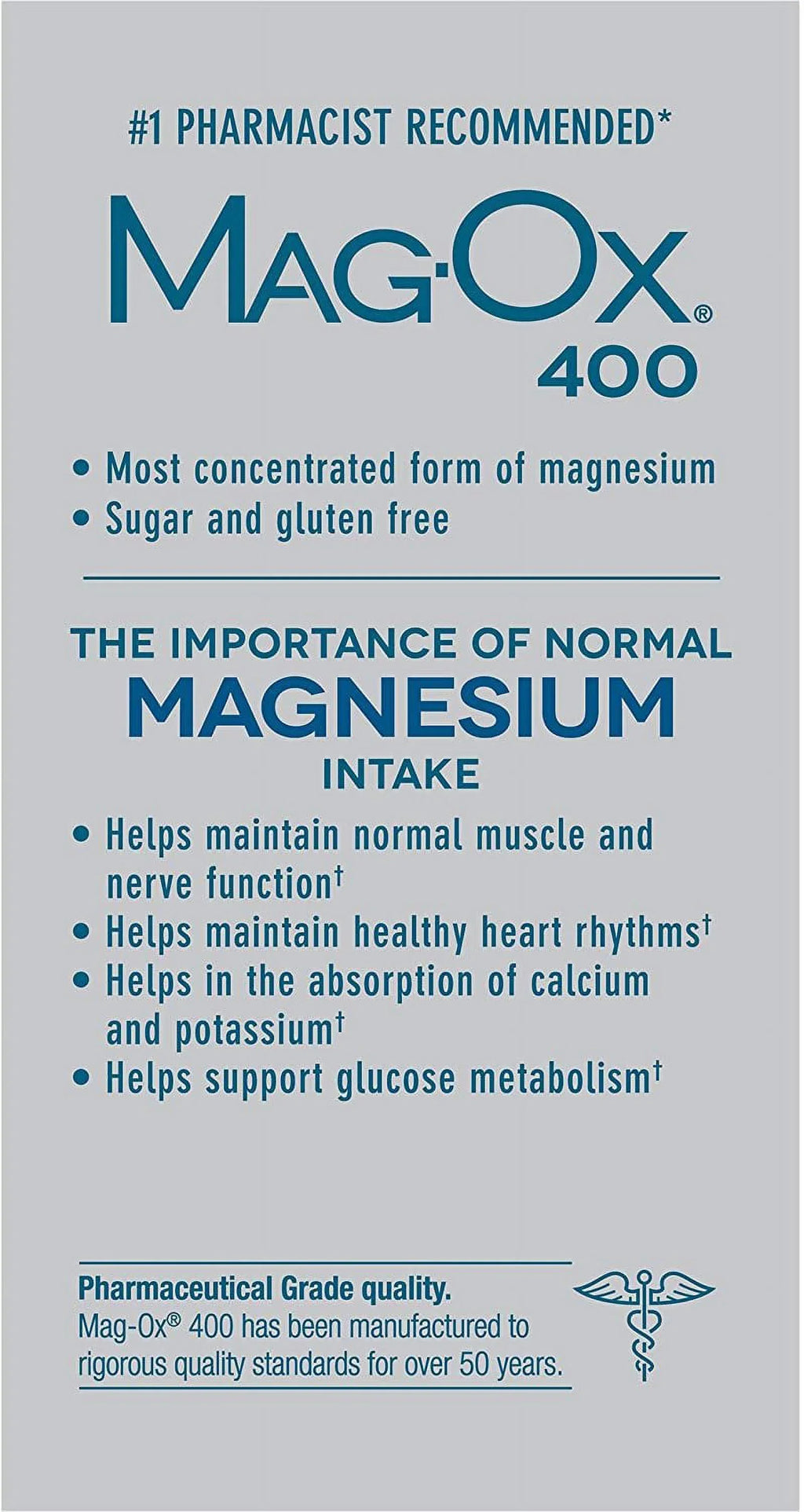 Dietary 400 Supplement Oxide Magnesium form Magnesium Most Concentrated of Tablets MagOx 120