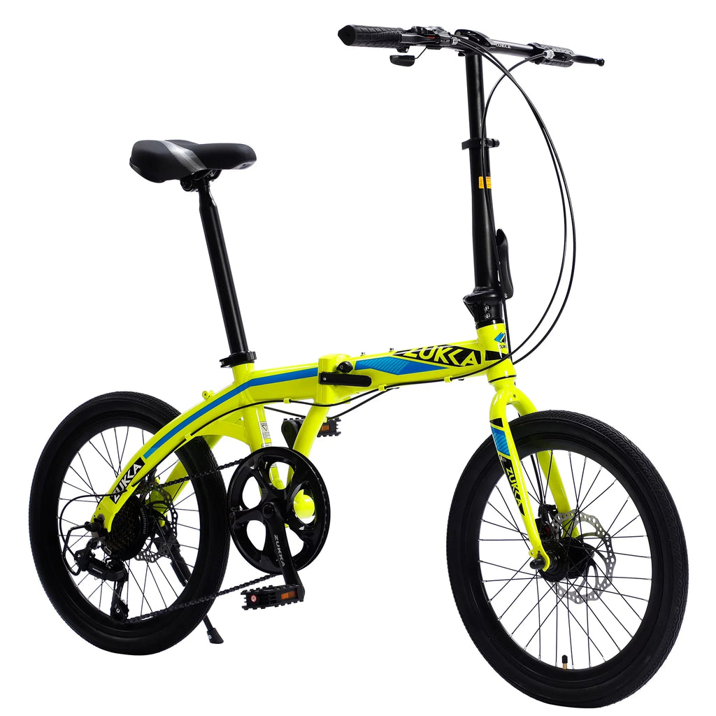 Bike, Aluminium Yellow 20" Alloy Frame, Speed Folding City Bike, 8