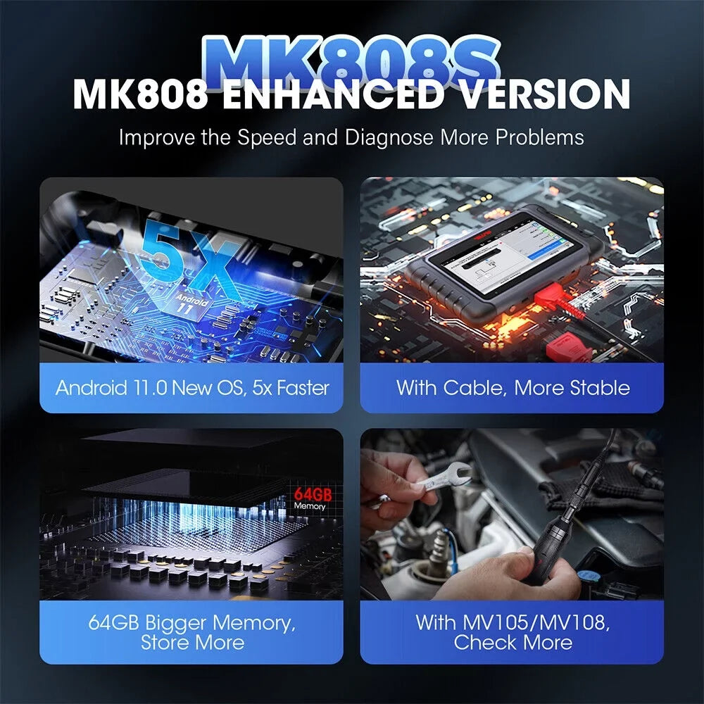MaxiCheck OBD2 Autoauth Scanner MX808 Service, Code Active Updated 28+ Test, Autel System MK808S All Diagnosis, MaxiCOM Reader Diagnostic FCA of MK808 Car