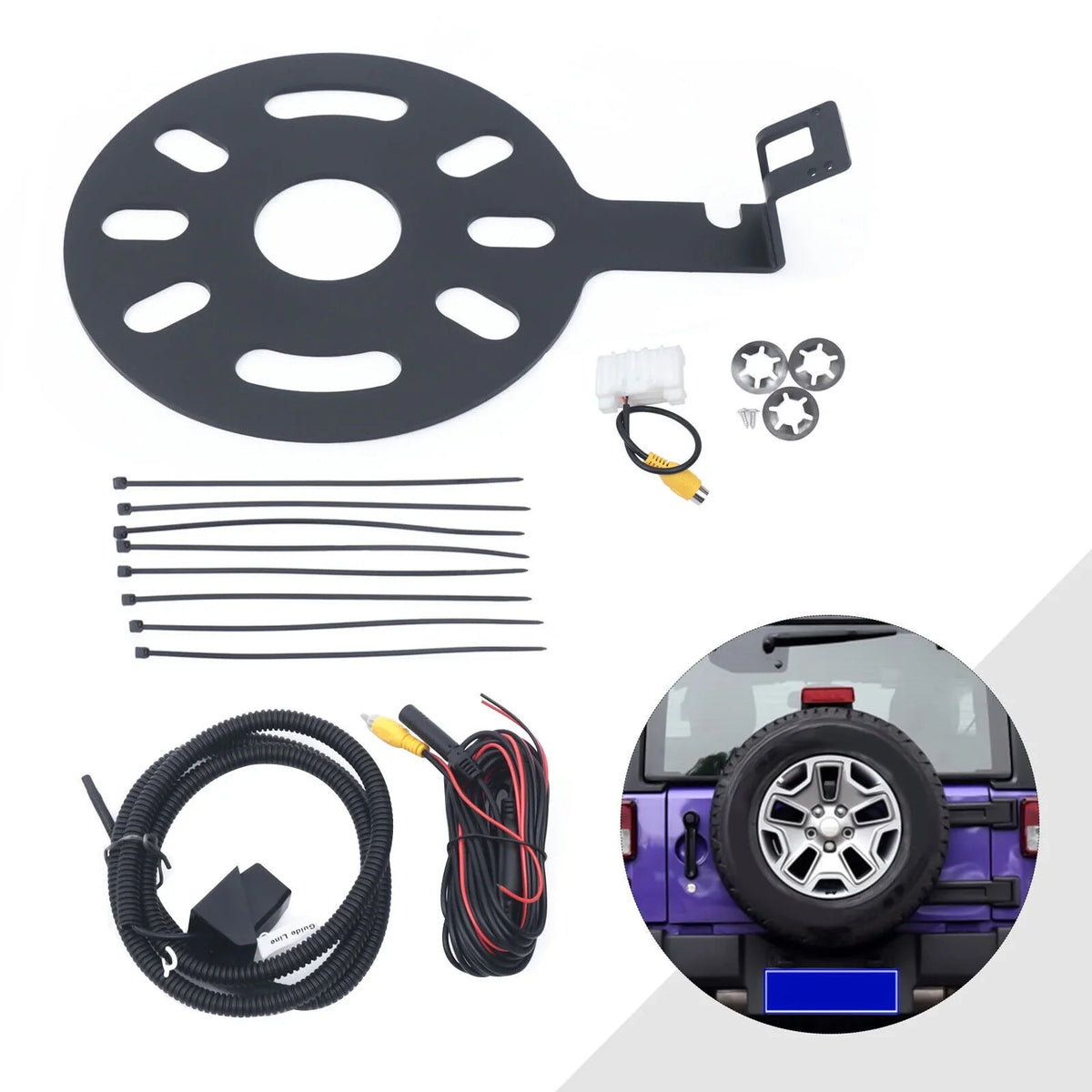 2007-2018 For Set Wrangler Camera Rear Tire JK Backup Jeep Bracket Spare w/ View