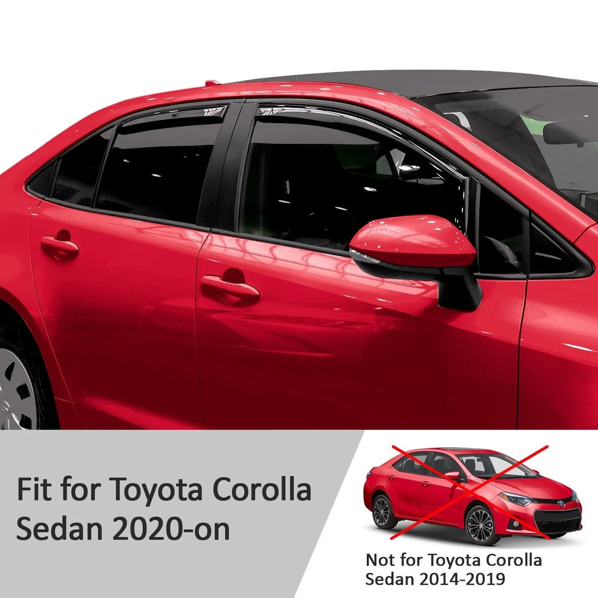 Durable 4 2020-2024 in-Channel Rain 200521 Extra Pieces Visors, Window Corolla Sedan, Toyota Deflectors, Voron Guards Vent Window Glass - for