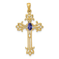 14k Tanzanite 5x3mm Oval cross Pendant