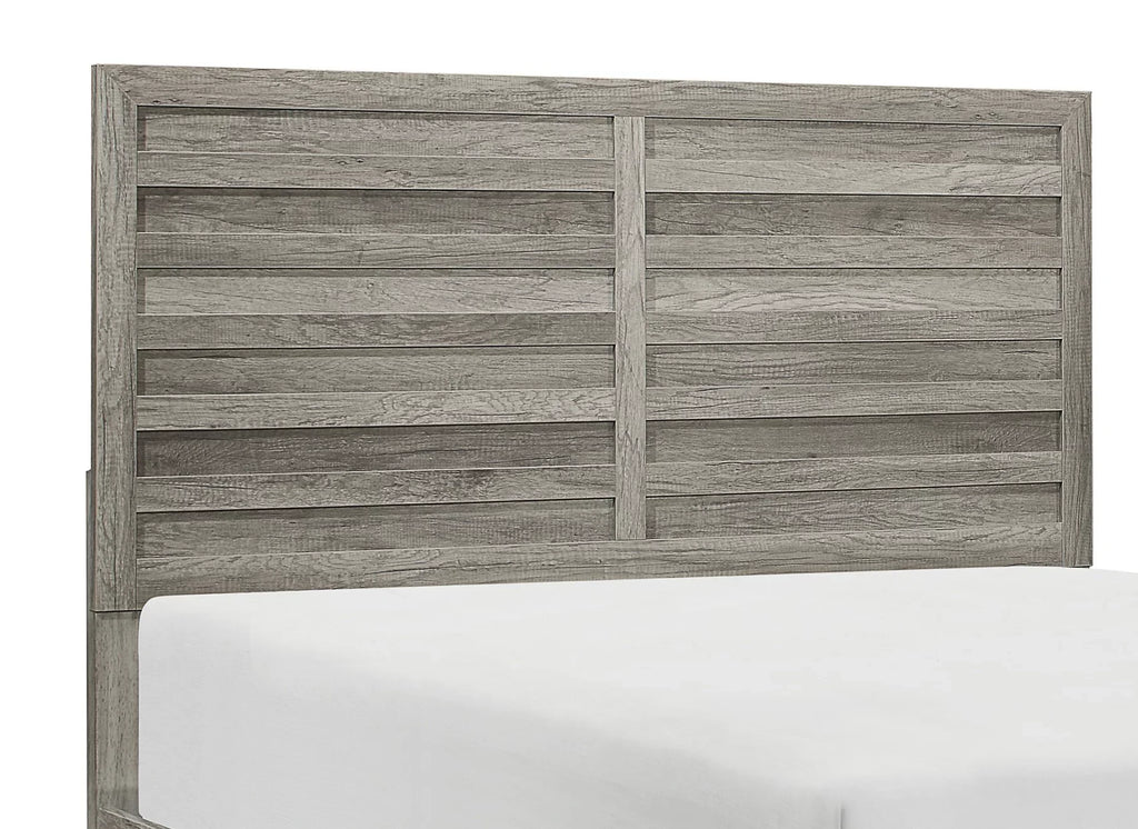 Finish Rusticated Classic Bedroom Bed Eastern Weathered King Gray Furniture dimension 1pc design