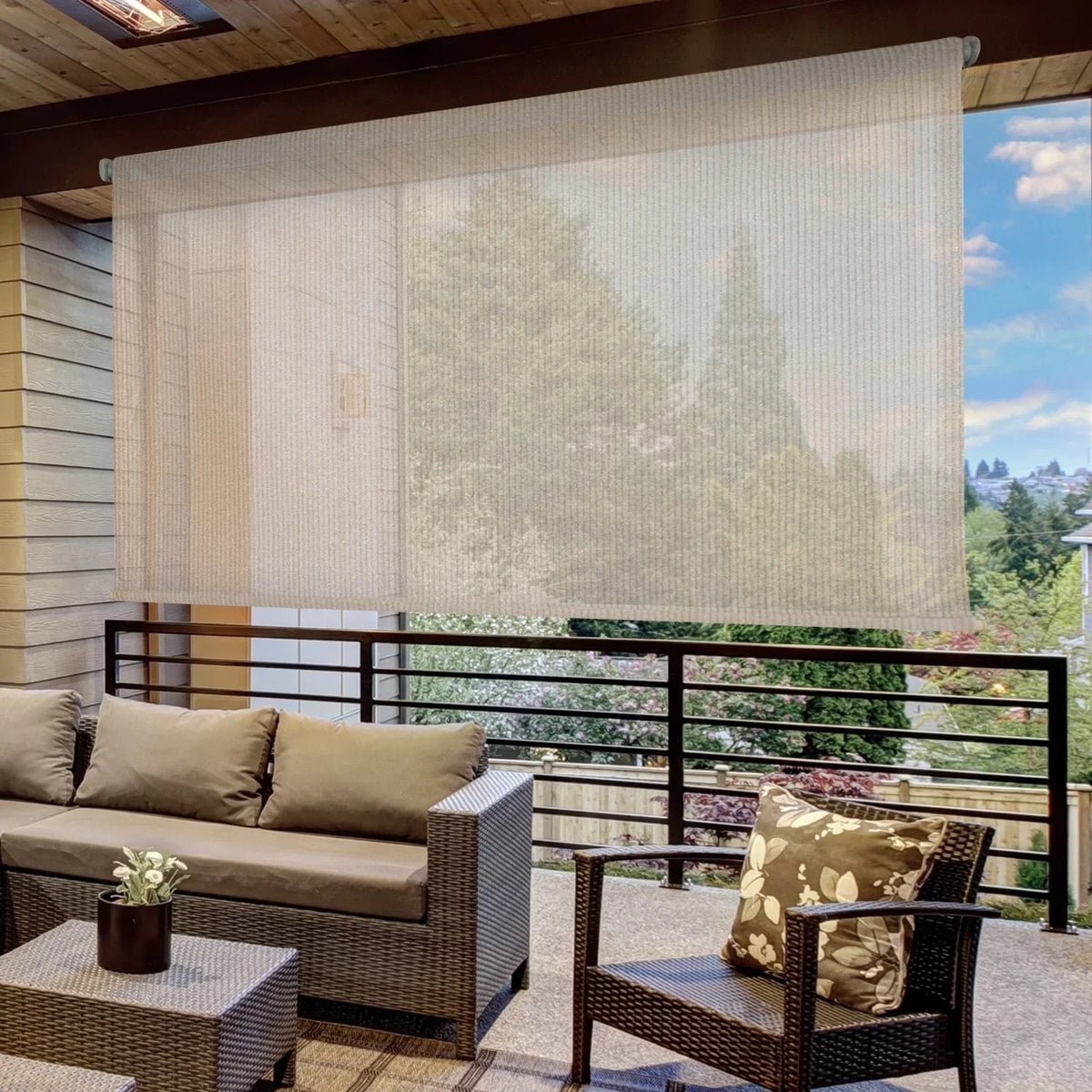 Sun in. Cordless Keystone P7225 Fabrics 96 exterior Shade, Canyon x 72