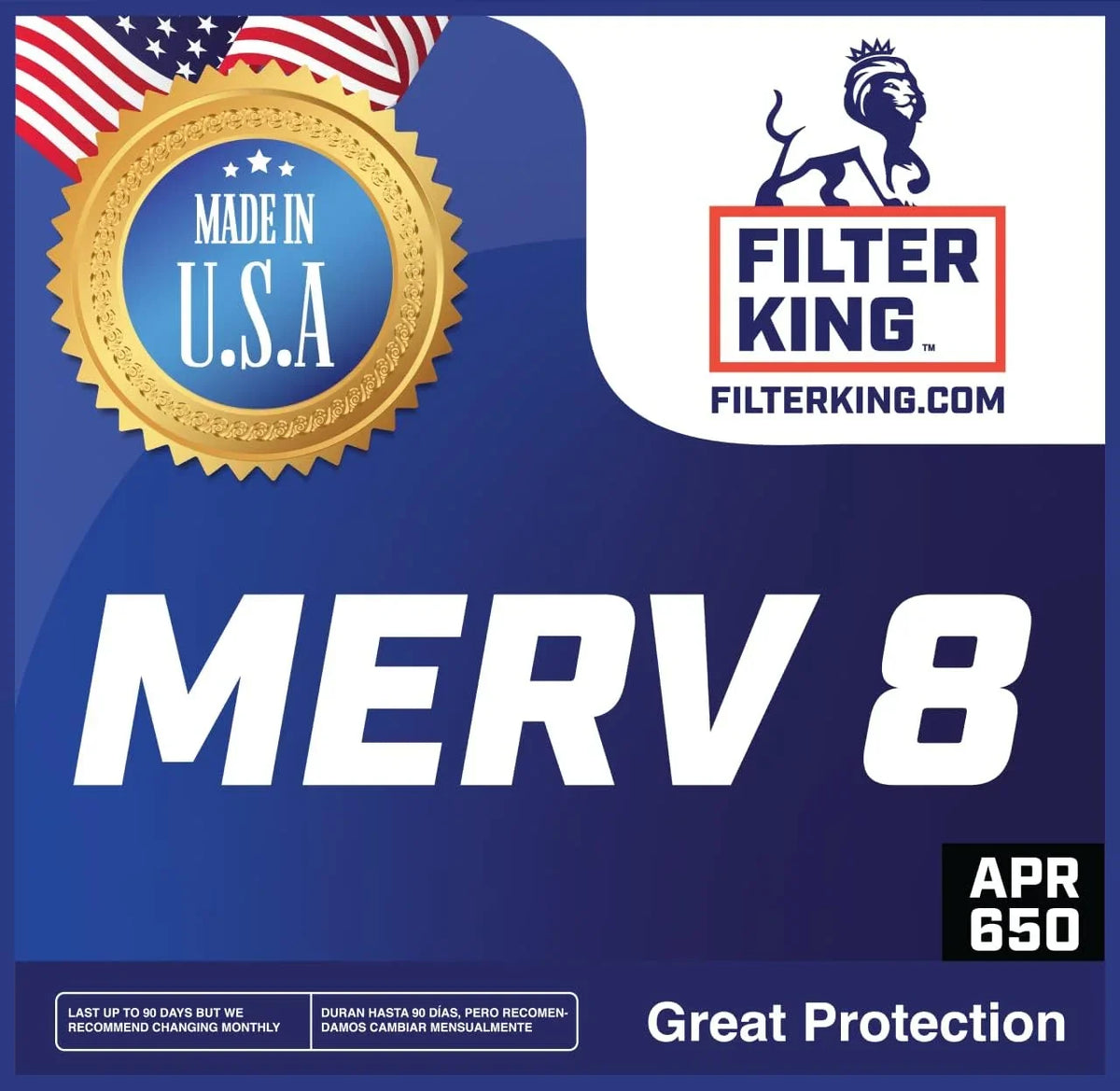 Filter HVAC Actual 24.5 dimension: A/C IN USA | Furnace MADE Filters | King 24.5x8.5x1a 8.5 x Filter 4-PACK | Pleated MERV Air 8 .75" | x