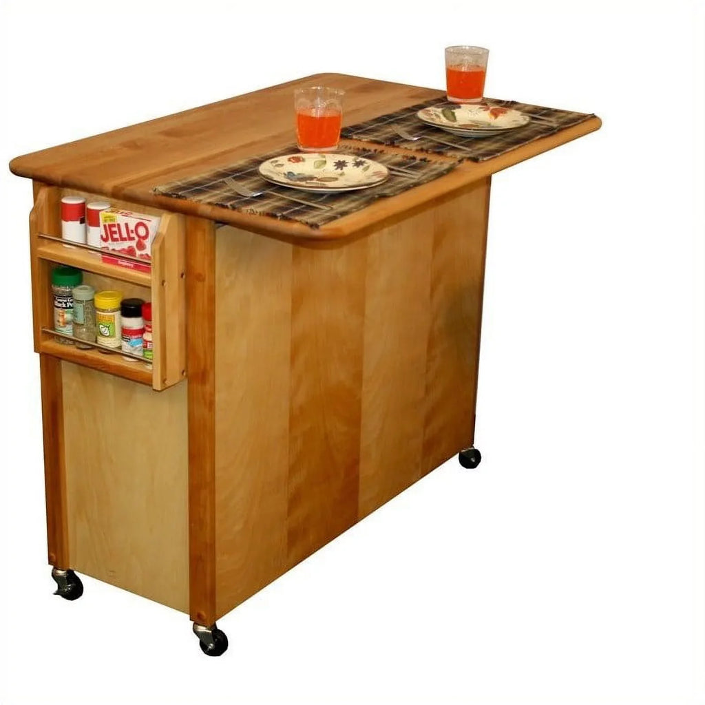 Butcher Kitchen Row Drop Pemberly Island in Block 44" Leaf Brown Wood