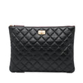 (Good) O Pre-Owned Leather Authenticated Pouch Case Lambskin Unisex Black Reissue