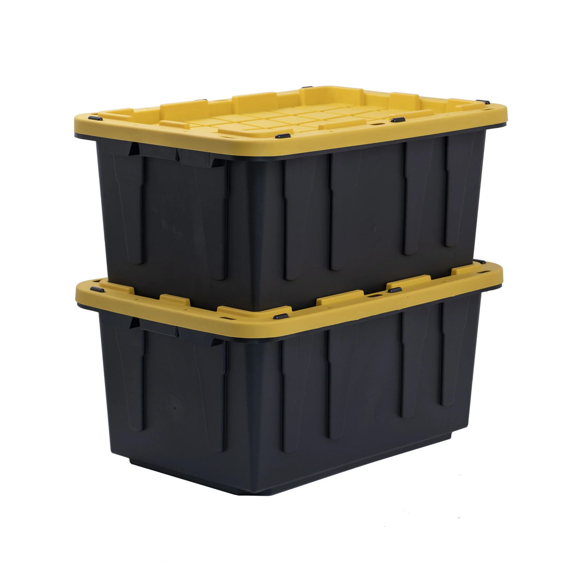 Storage Black Gallon Yellow Lid Plastic 17 Container, with Set Box Snap 4 of Lid, Stackable Tough