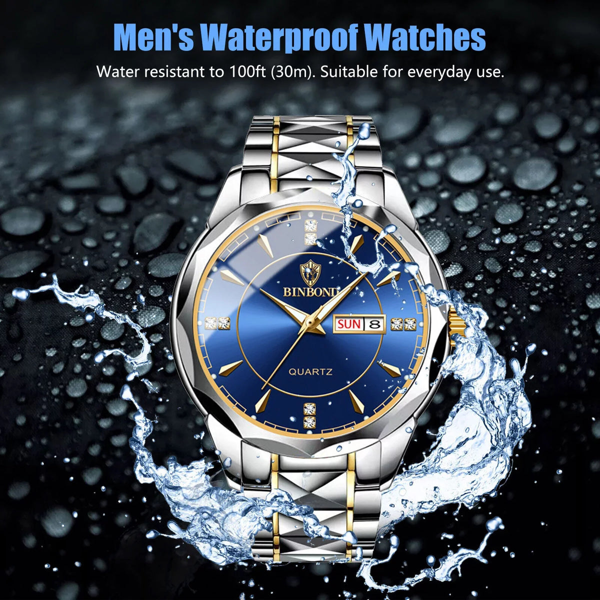 Steel Luxury Quartz Men's Stainless Classic Watch Luminous Waterproof Business