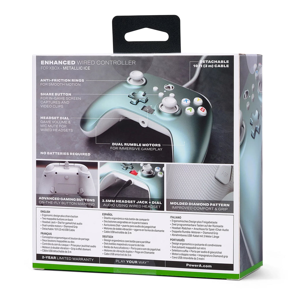 Controller PowerA - for Wired Ice Metallic Enhanced X|S Series Xbox