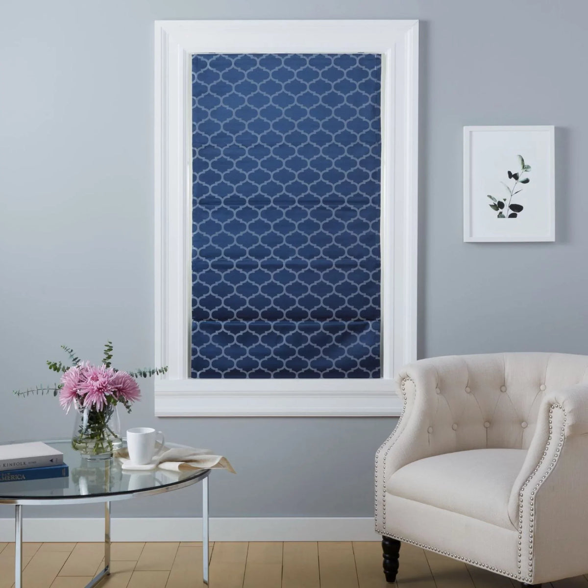 Total Shade, Blackout Trellis Indigo Home Montague Roman Exclusive 31"x64",